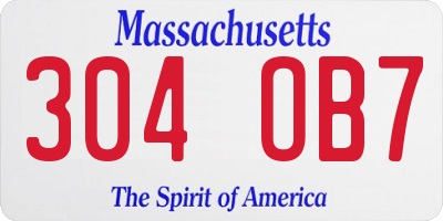 MA license plate 304OB7