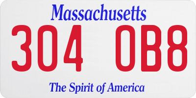 MA license plate 304OB8