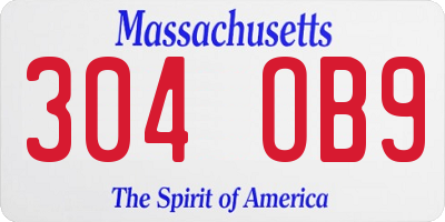 MA license plate 304OB9