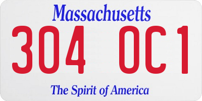 MA license plate 304OC1