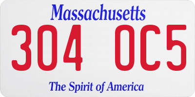 MA license plate 304OC5