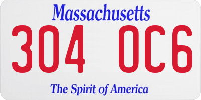 MA license plate 304OC6