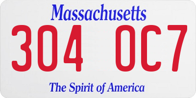 MA license plate 304OC7