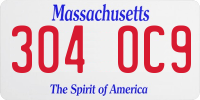 MA license plate 304OC9