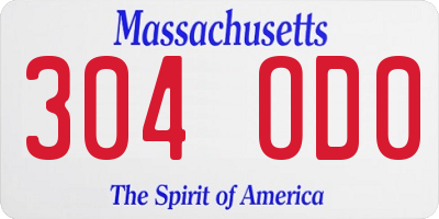MA license plate 304OD0