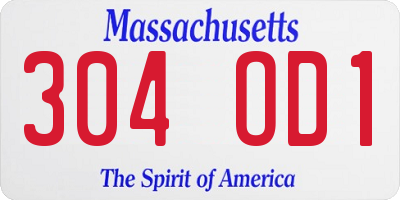 MA license plate 304OD1