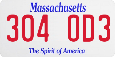 MA license plate 304OD3