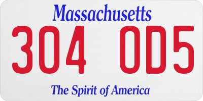 MA license plate 304OD5