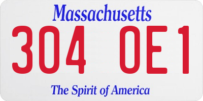 MA license plate 304OE1