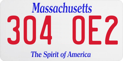 MA license plate 304OE2