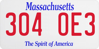 MA license plate 304OE3