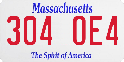 MA license plate 304OE4