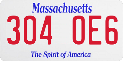 MA license plate 304OE6