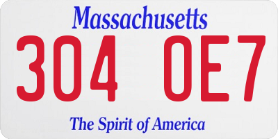 MA license plate 304OE7