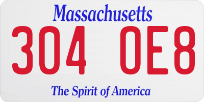MA license plate 304OE8