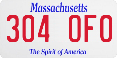 MA license plate 304OF0