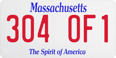 MA license plate 304OF1