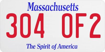 MA license plate 304OF2