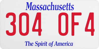 MA license plate 304OF4