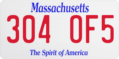 MA license plate 304OF5