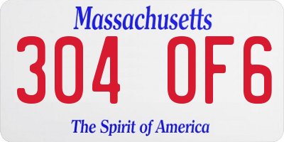 MA license plate 304OF6