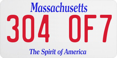 MA license plate 304OF7
