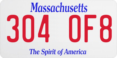 MA license plate 304OF8