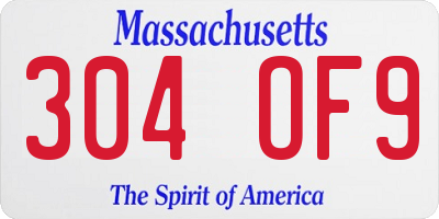 MA license plate 304OF9
