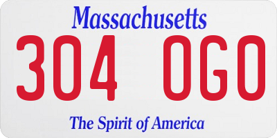 MA license plate 304OG0
