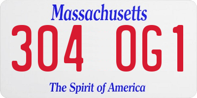 MA license plate 304OG1