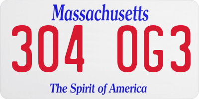 MA license plate 304OG3