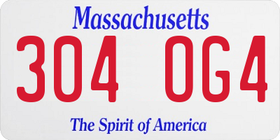 MA license plate 304OG4