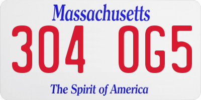 MA license plate 304OG5