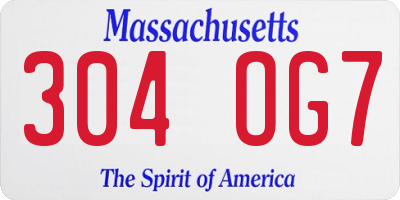 MA license plate 304OG7
