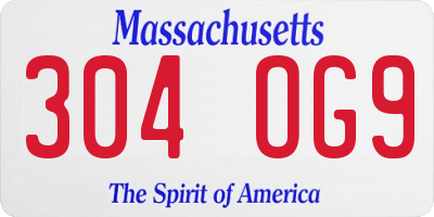 MA license plate 304OG9