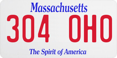 MA license plate 304OH0