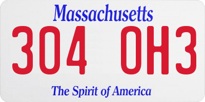 MA license plate 304OH3