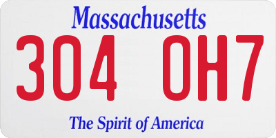 MA license plate 304OH7