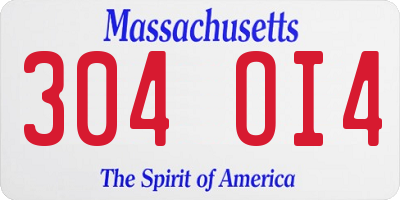 MA license plate 304OI4