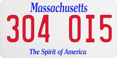 MA license plate 304OI5