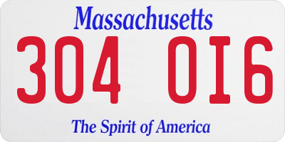 MA license plate 304OI6
