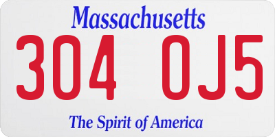 MA license plate 304OJ5