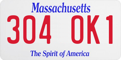 MA license plate 304OK1
