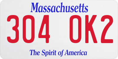 MA license plate 304OK2