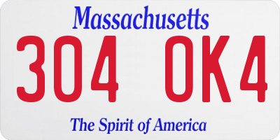 MA license plate 304OK4