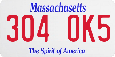 MA license plate 304OK5