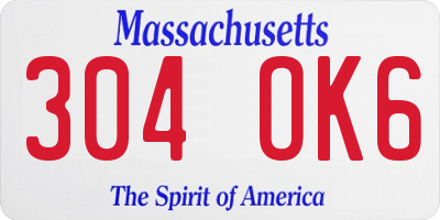 MA license plate 304OK6