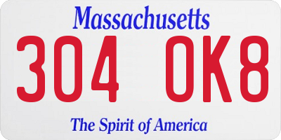 MA license plate 304OK8