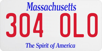 MA license plate 304OL0