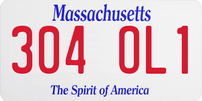 MA license plate 304OL1